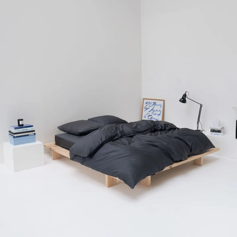 Housse de couette en satin coton égyptien 300 fils • Gris Graphite