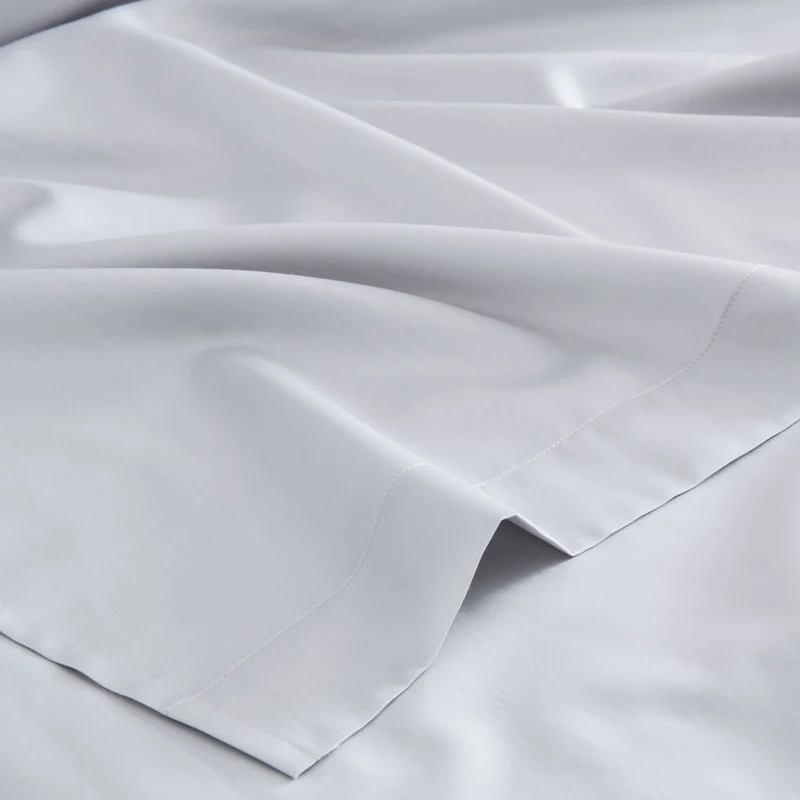 Drap plat en satin de coton égyptien 300 fils • Gris Galet