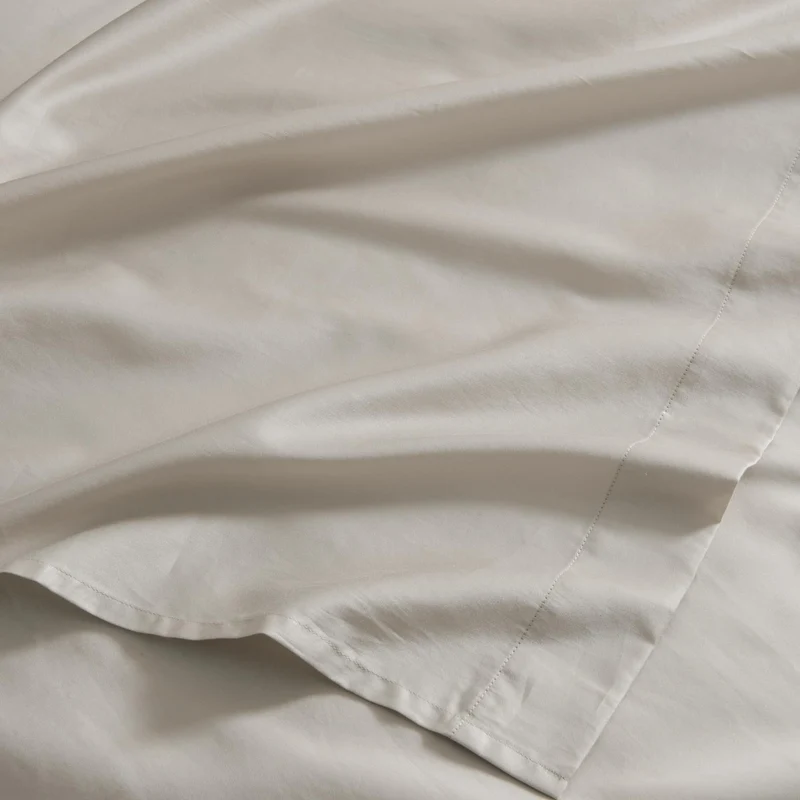 Drap plat en satin de coton égyptien 300 fils • Beige Sable