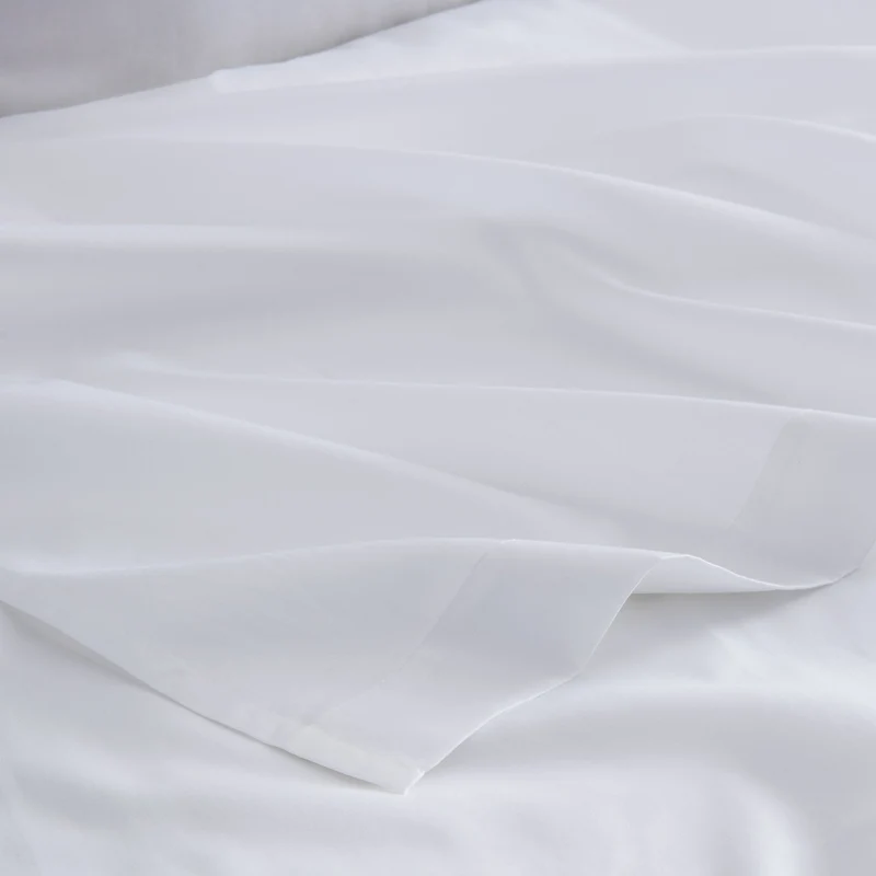 Drap plat en satin de coton égyptien 300 fils • Blanc