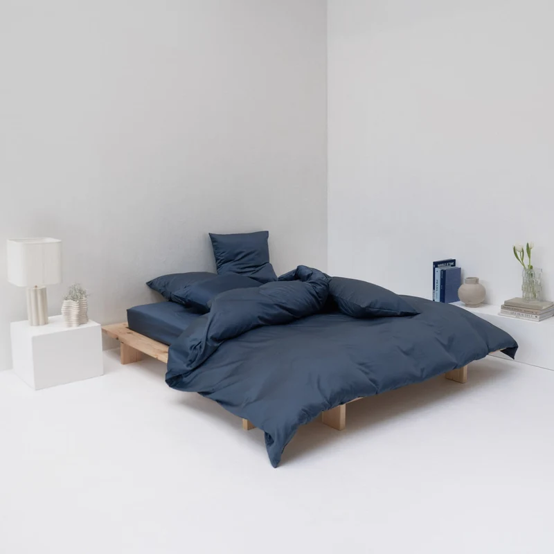 2 taies d'oreiller en satin de coton égyptien 300 fils • Bleu Orage