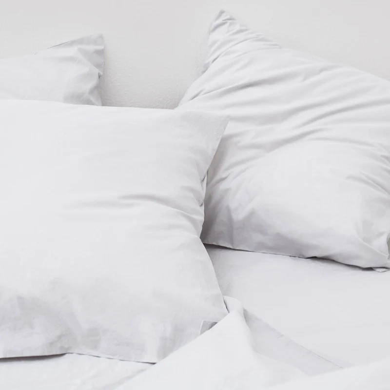 Drap housse en percale de coton lavé 300 fils • Gris Galet