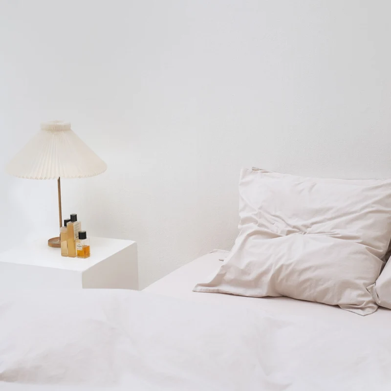 Drap housse en percale de coton lavé 300 fils • Beige Sable