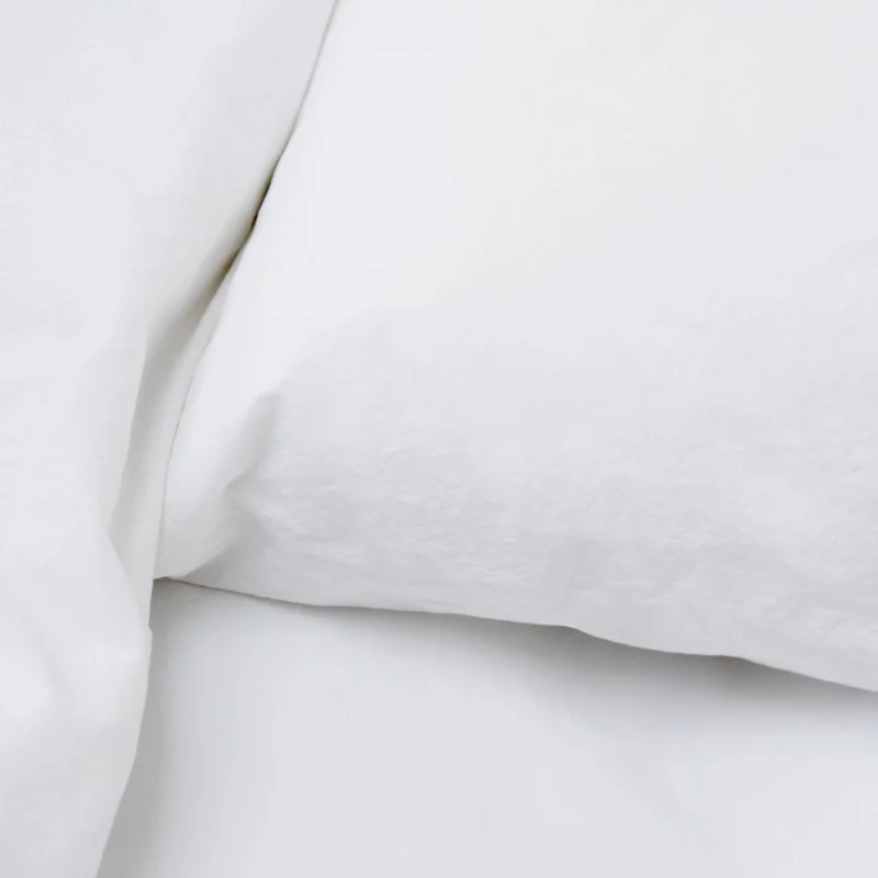 Drap housse en percale de coton lavé 300 fils • Blanc