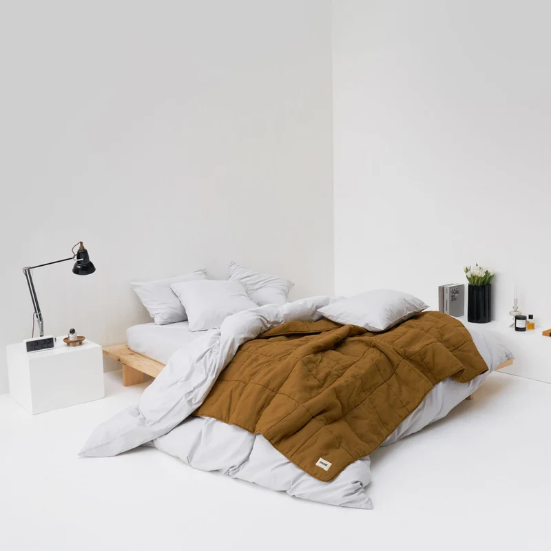 2 taies d'oreiller en percale de coton lavé 300 fils • Gris Galet