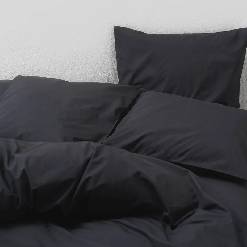 2 taies d'oreiller en percale de coton lavé 300 fils • Gris Graphite
