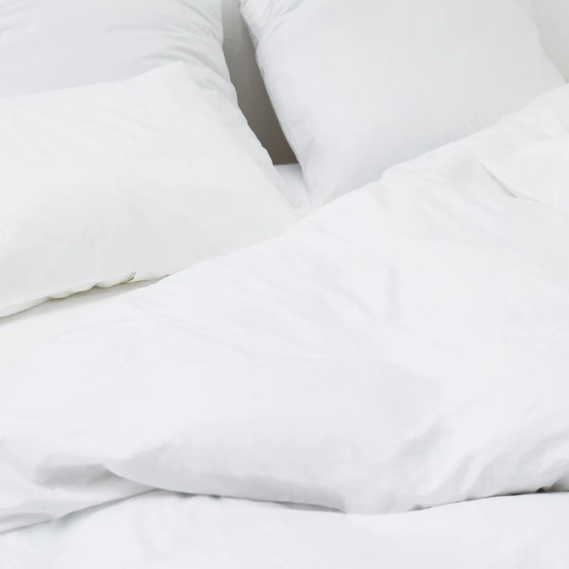 2 taies d'oreiller en percale de coton lavé 300 fils • Blanc