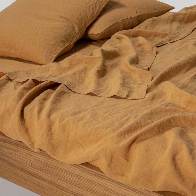 Drap plat en lin lavé 190g/m² • Miel