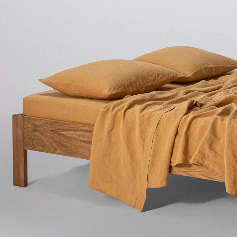 Drap plat en lin lavé 190g/m² • Miel