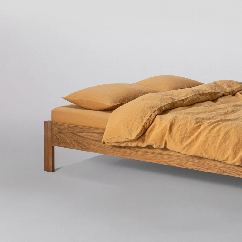 Drap housse en lin lavé 190g/m² • Miel