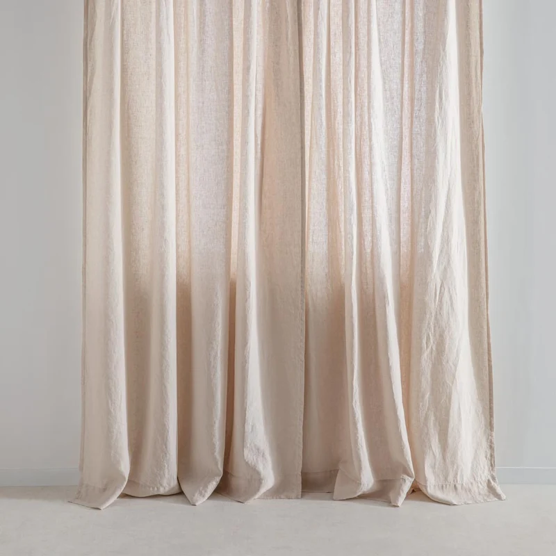 Rideau en lin lavé à ruflettes • Beige Sable
