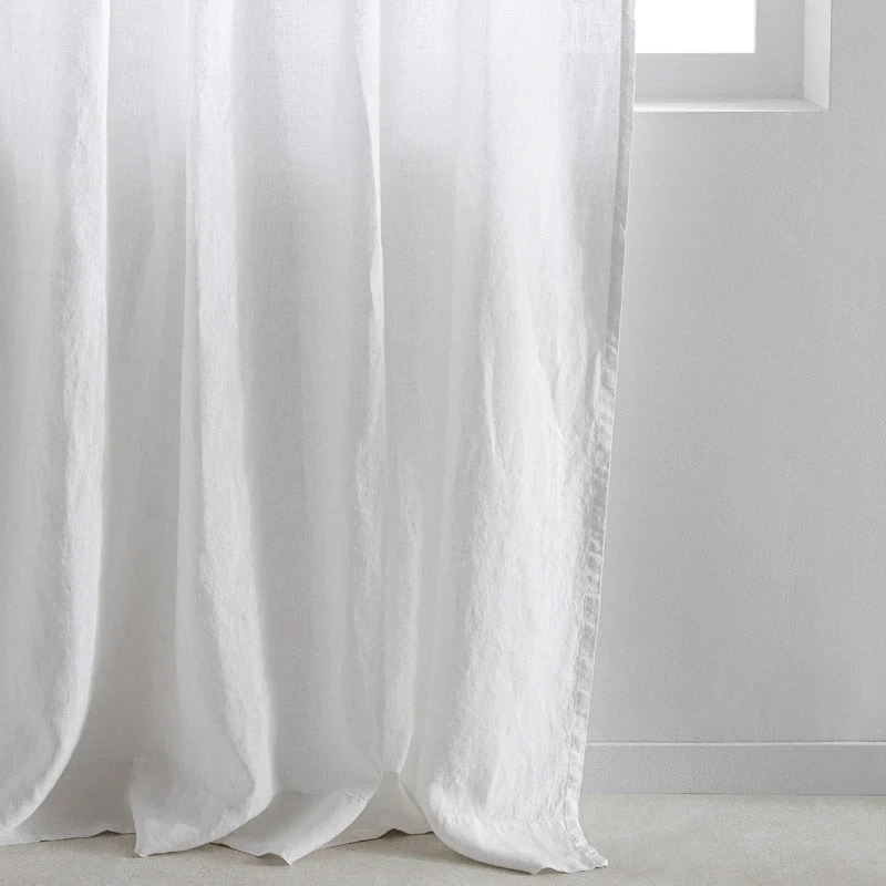 Rideau en lin lavé à ruflettes • Blanc