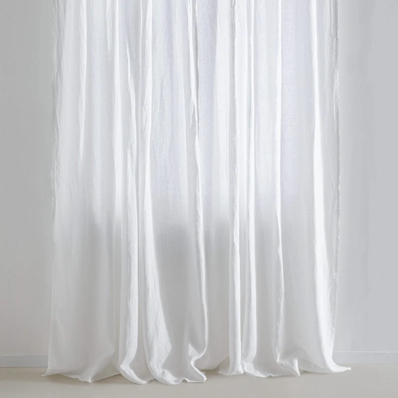 Rideau en lin lavé à ruflettes • Blanc