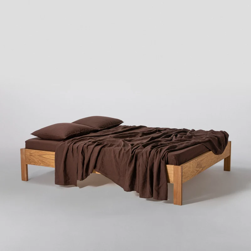 Drap plat en lin lavé 190g/m² • Cacao