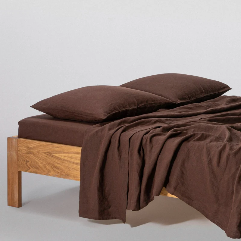 2 taies d'oreiller en lin lavé 190g/m² • Cacao