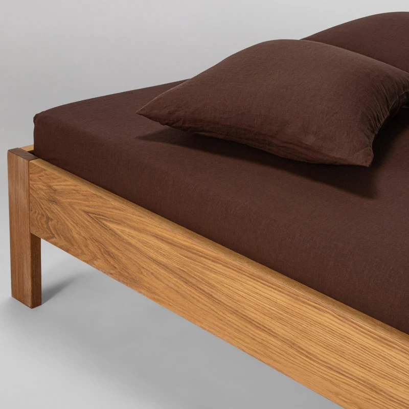 Drap housse en lin lavé 190g/m² • Cacao