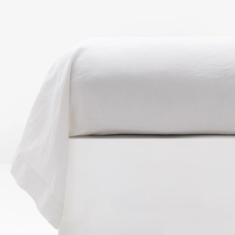 Taie de traversin en lin lavé 190g/m² • Blanc