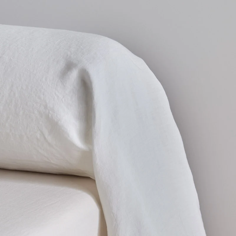 Taie de traversin en lin lavé 190g/m² • Blanc
