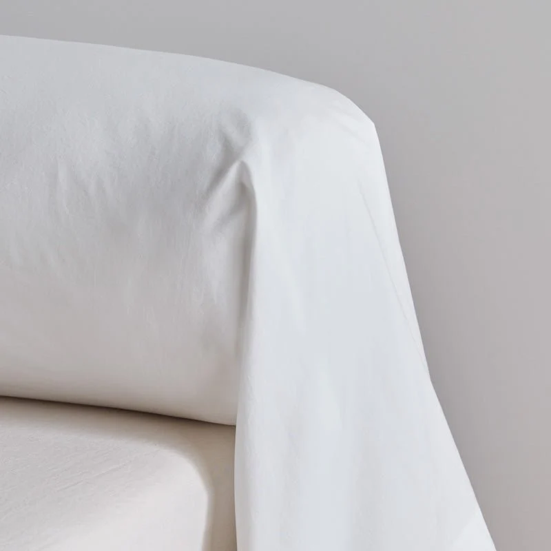 Taie de traversin en percale de coton lavée 300 fils • Blanc
