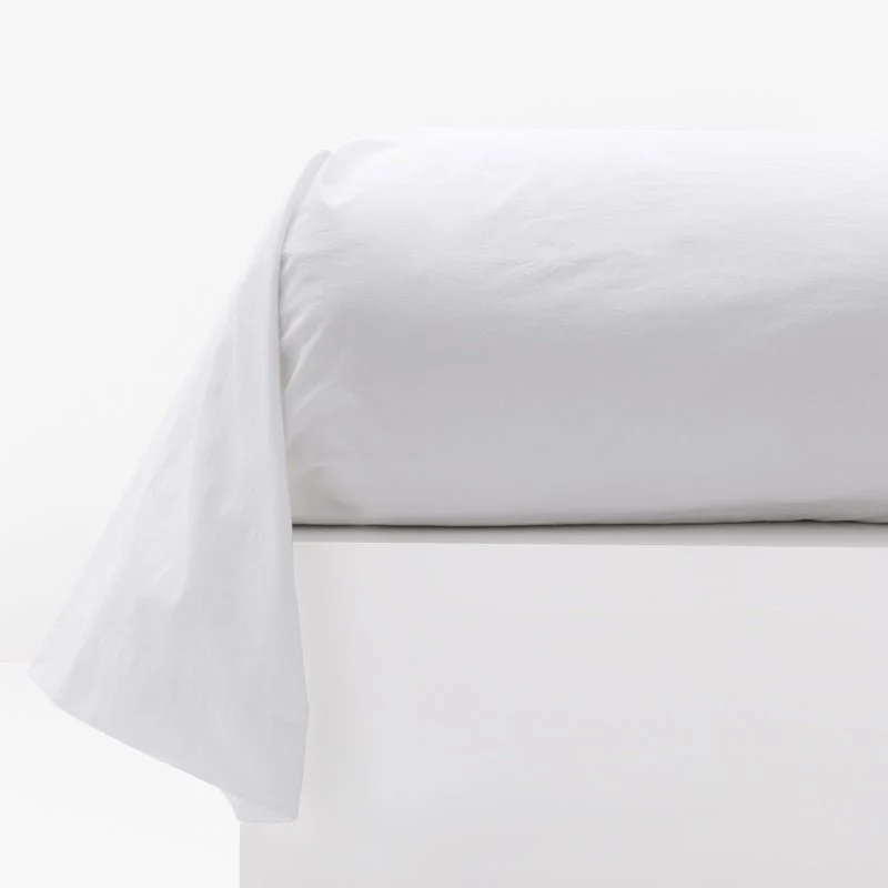 Taie de traversin en percale de coton lavée 300 fils • Blanc