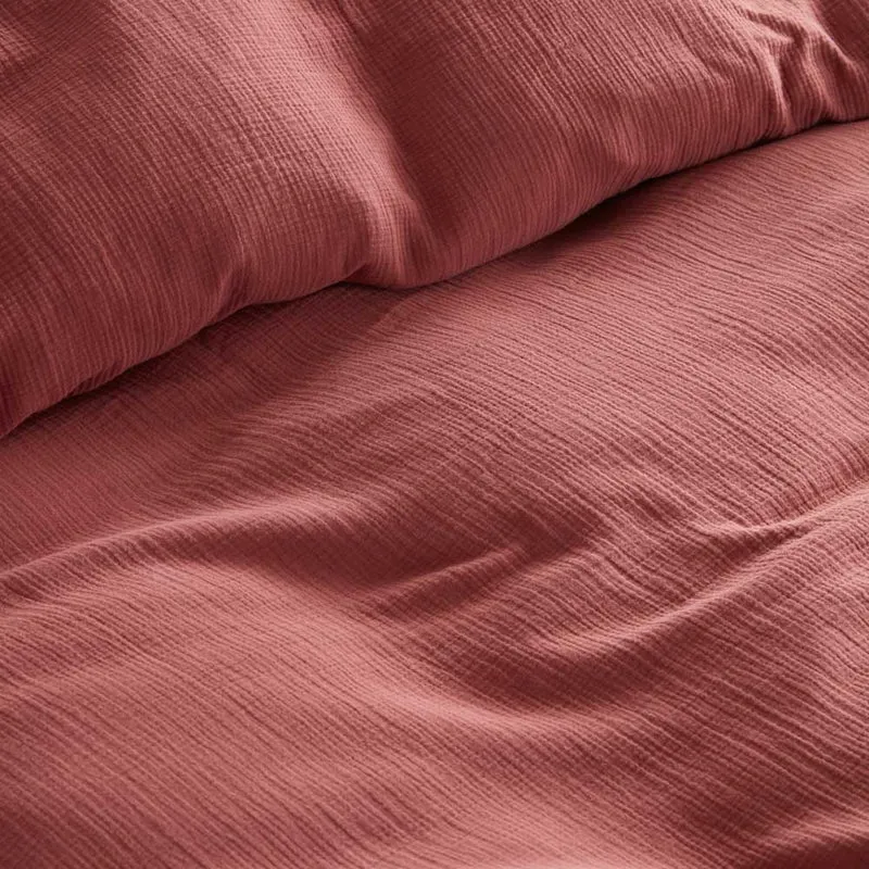 Parure de lit en gaze de coton 185g/m² • Rose Brique