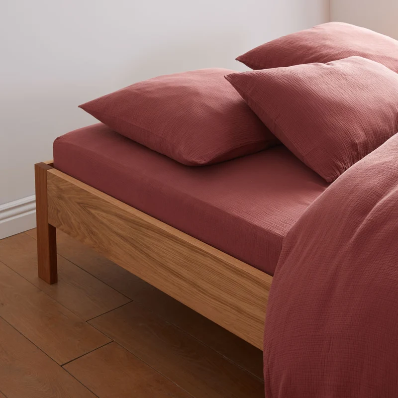 Parure de lit en gaze de coton 185g/m² • Rose Brique