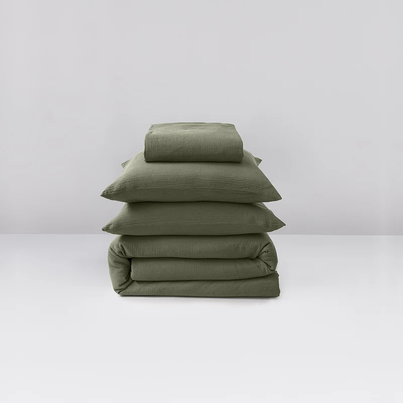 Parure de lit en gaze de coton 185g/m² • Vert Forêt