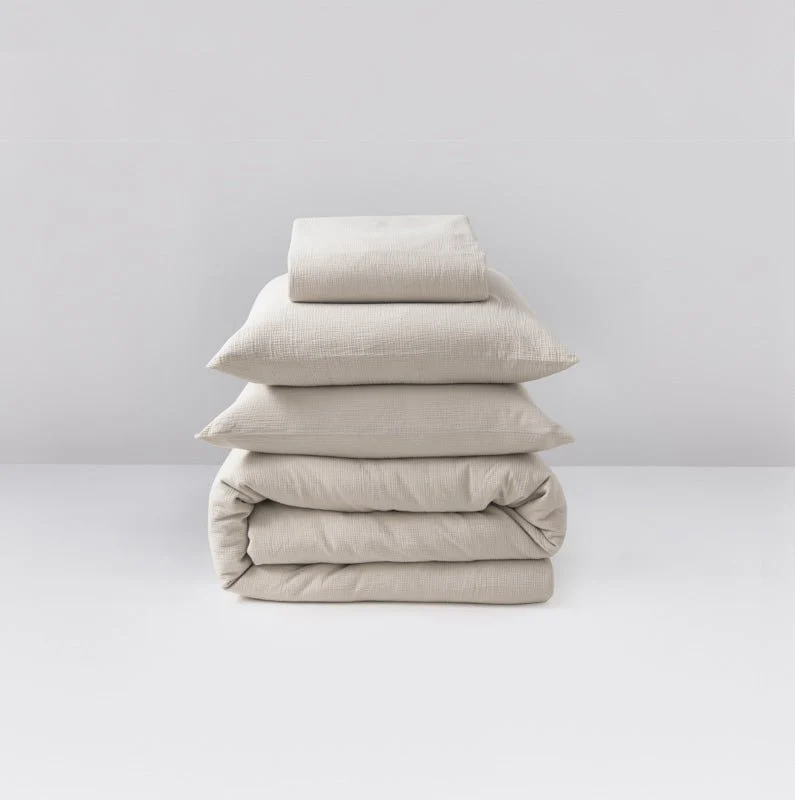 Parure de lit en gaze de coton 185g/m² • Beige Sable