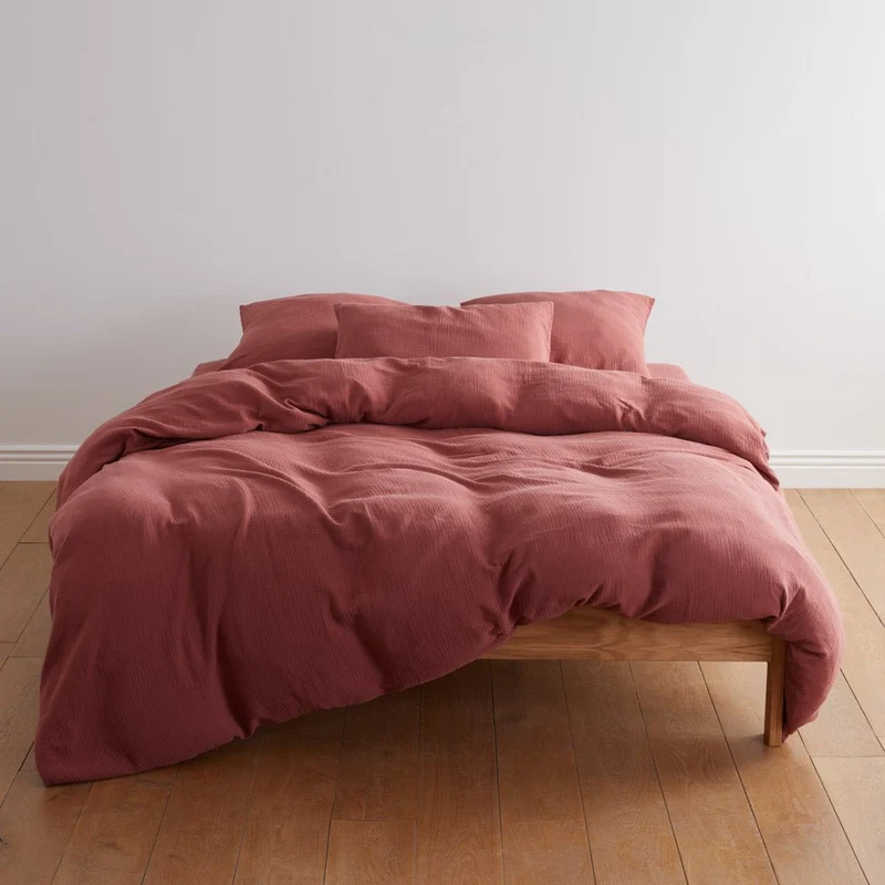 Housse de couette en gaze de coton 185g/m² • Rose Brique