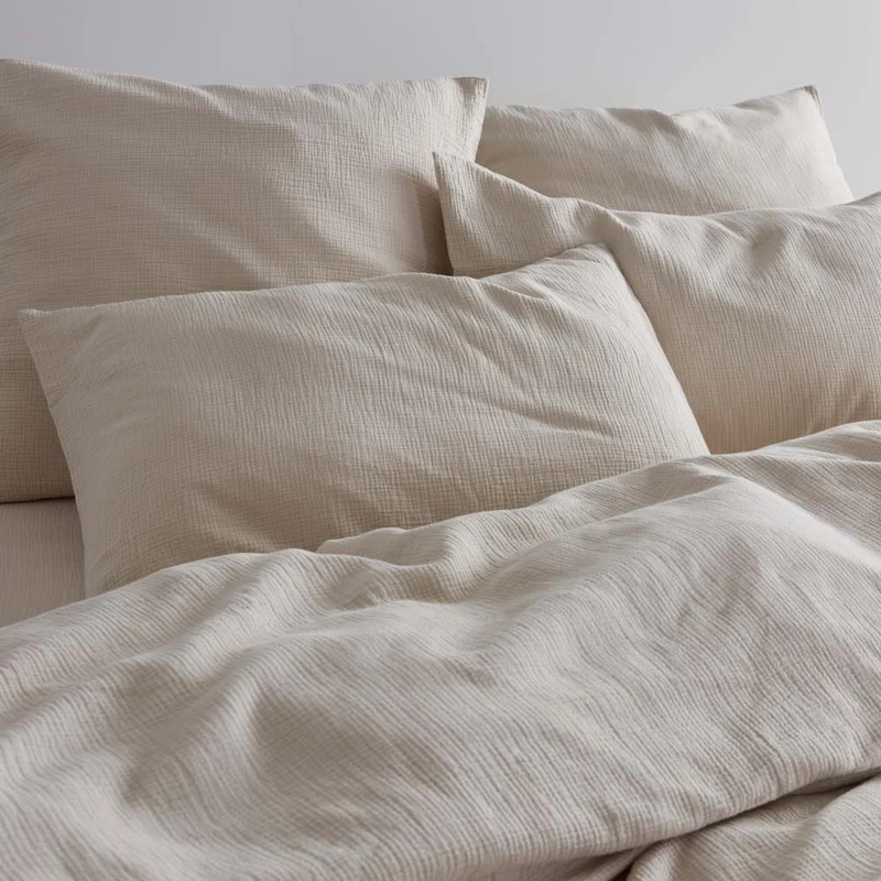 2 taies d'oreiller en gaze de coton 185g/m² • Beige Sable