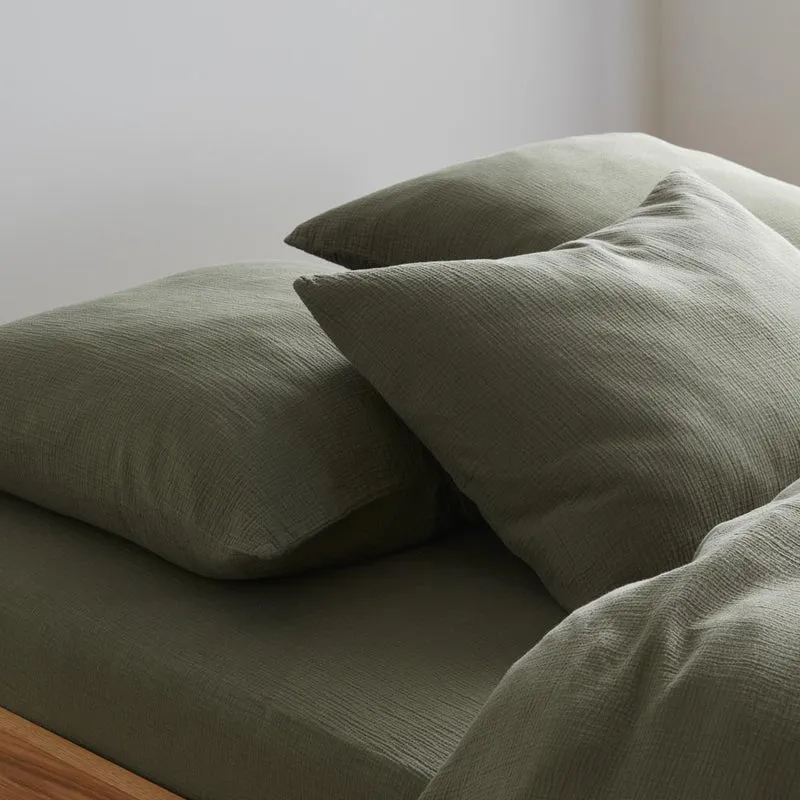 2 taies d'oreiller en gaze de coton 185g/m² • Vert Forêt