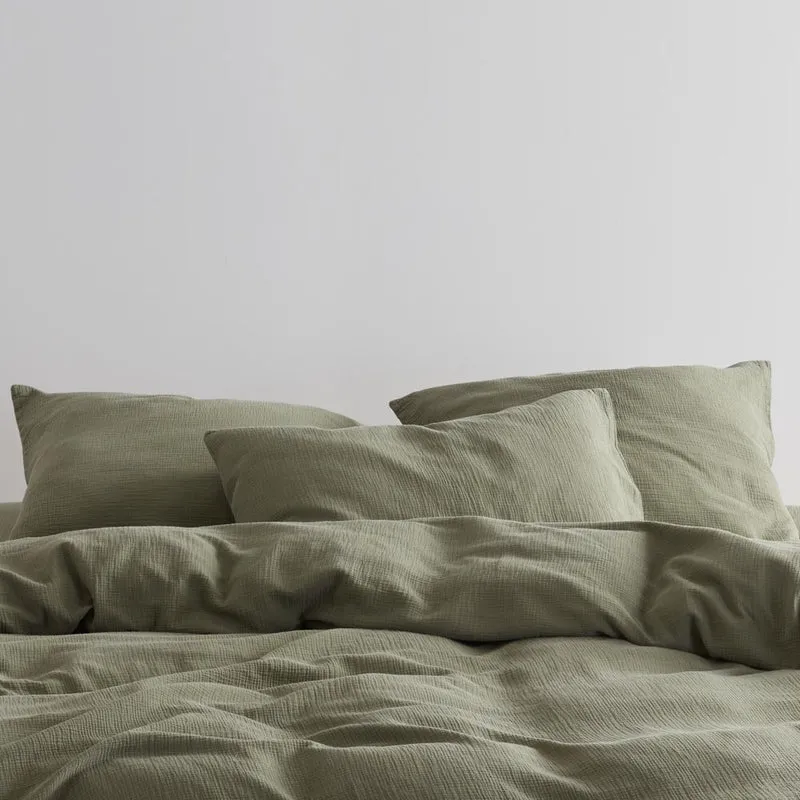 2 taies d'oreiller en gaze de coton 185g/m² • Vert Forêt