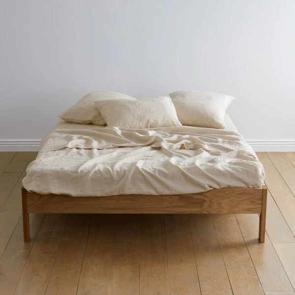 Drap plat en lin lavé 190g/m² • Beige Sable