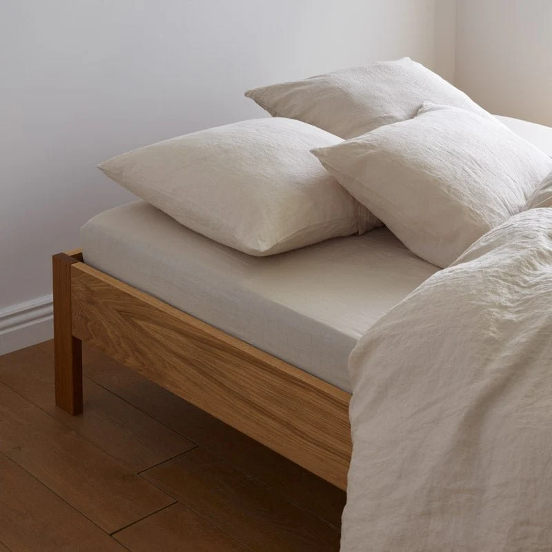 Drap housse en lin lavé 190g/m² • Beige Sable