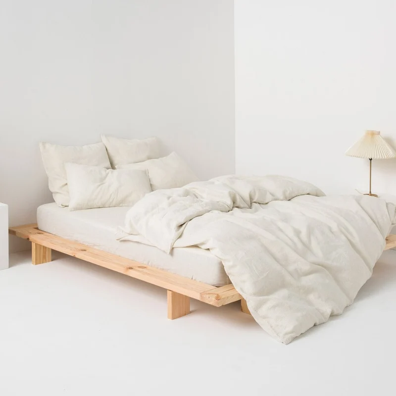 Housse de couette en lin lavé 190g/m² • Rayures Noires