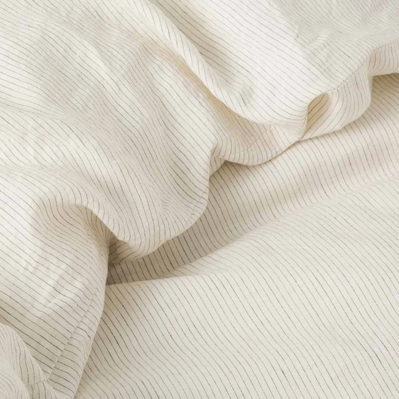 Parure de lit en lin lavé 190g/m² • Rayures Noires