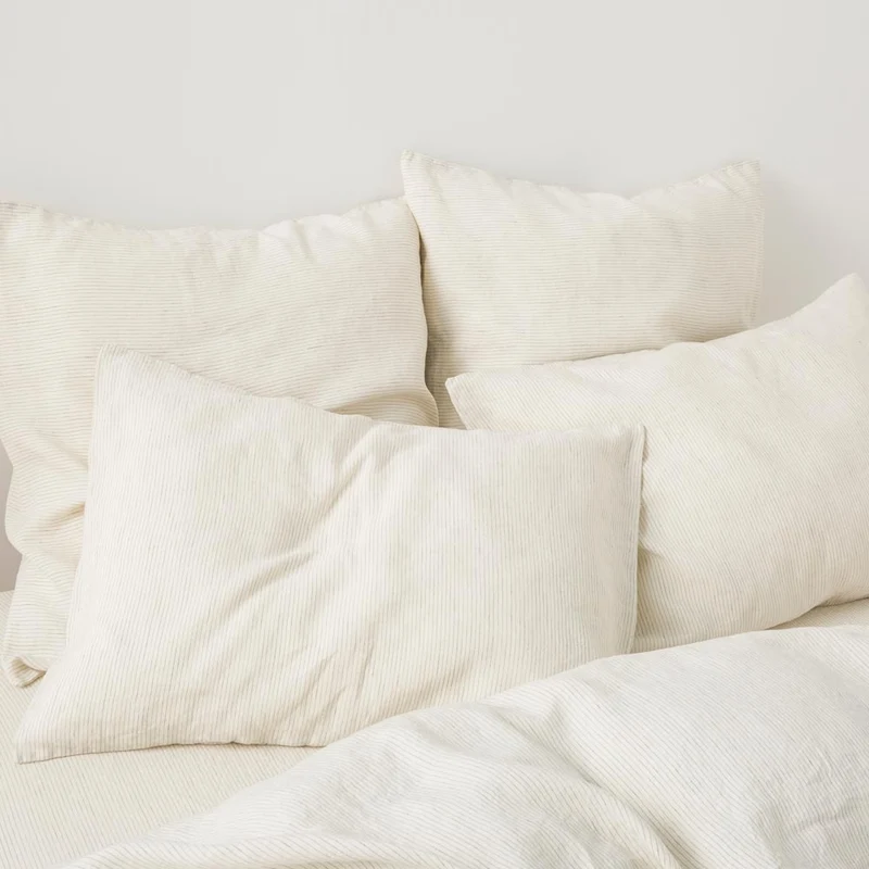 Parure de lit en lin lavé 190g/m² • Rayures Noires