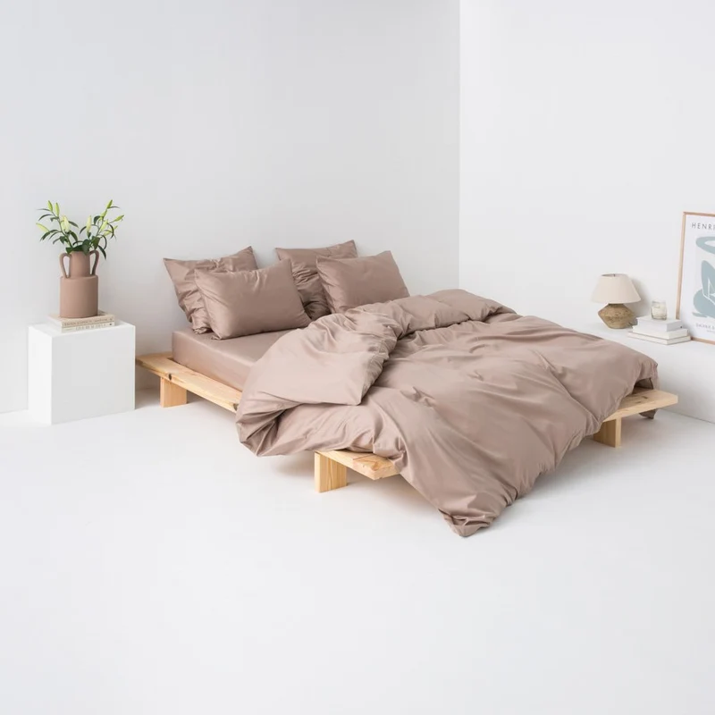 Housse de couette en satin coton égyptien 300 fils • Beige Argile