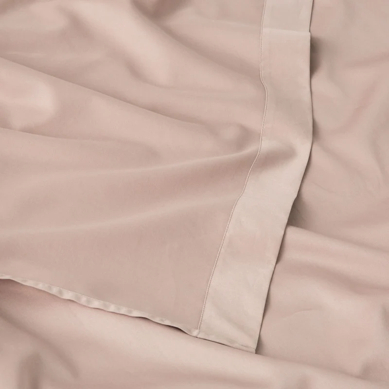Drap plat en satin de coton égyptien 300 fils • Beige Argile