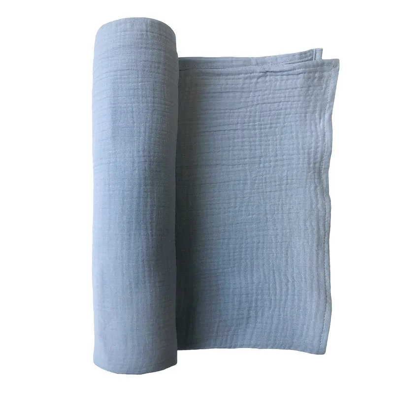 Maxi lange en gaze de coton BLEU GLACIER