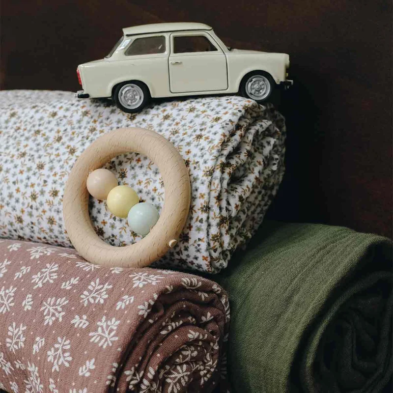 Lange bébé en gaze de coton FLEURS