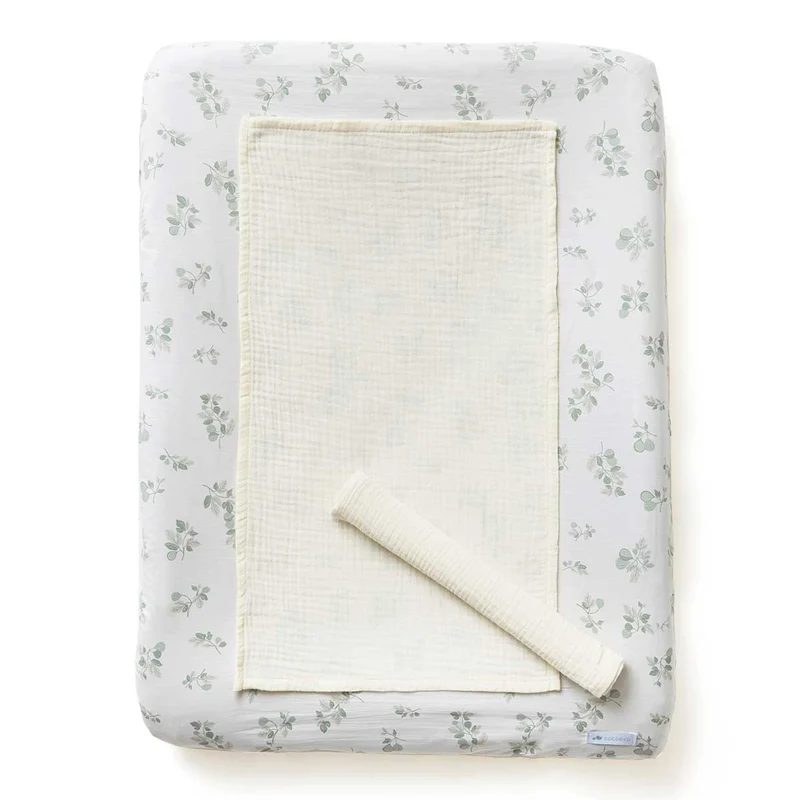 Housse de matelas à langer FIGUIER + 2 langes ECRU