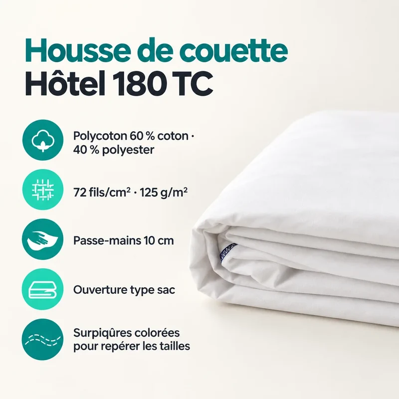 Housse de couette hôtel 180 TC - Gamme Essentiel