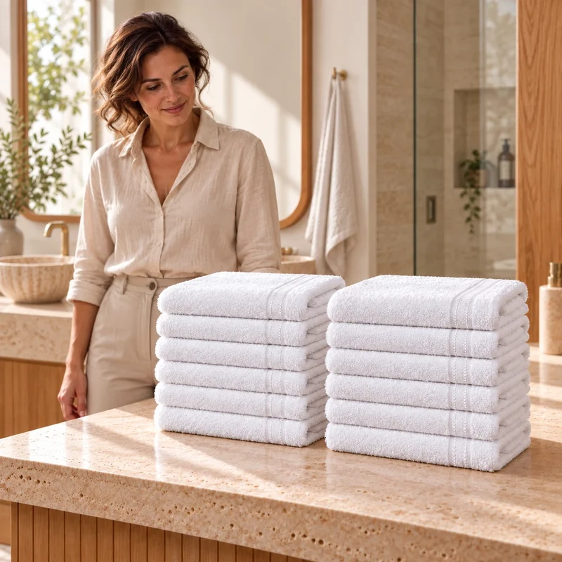 Lot de 12 serviettes de toilette hôtel 500 g/m² - 50 × 100 cm