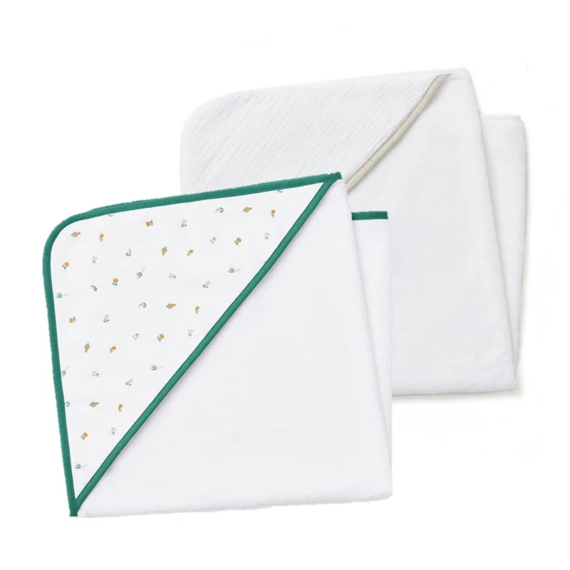 Lot de 2 capes de bain BLANC / PLEIN AIR