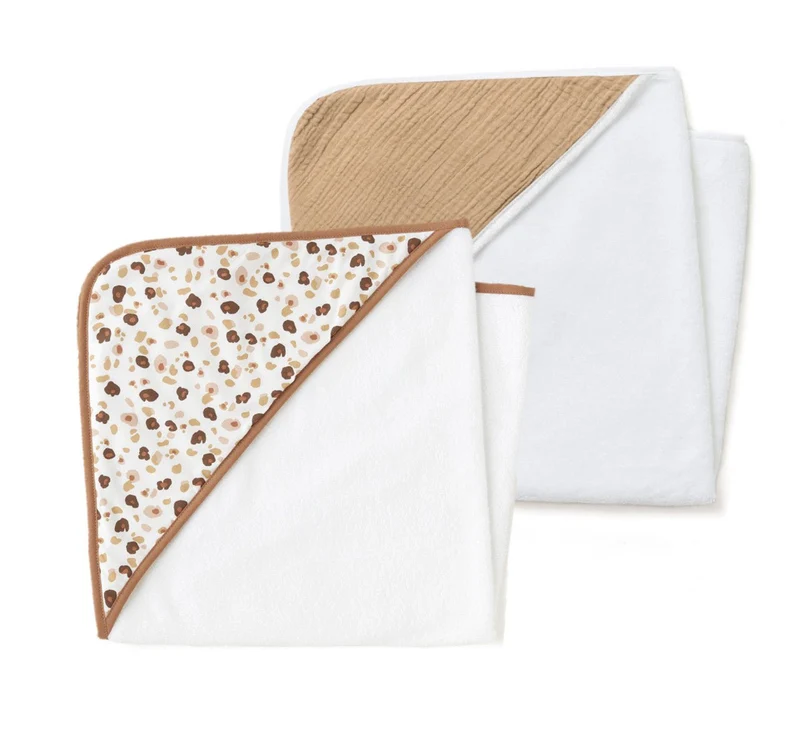 Lot de 2 capes de bain LEOPARD / CAMEL
