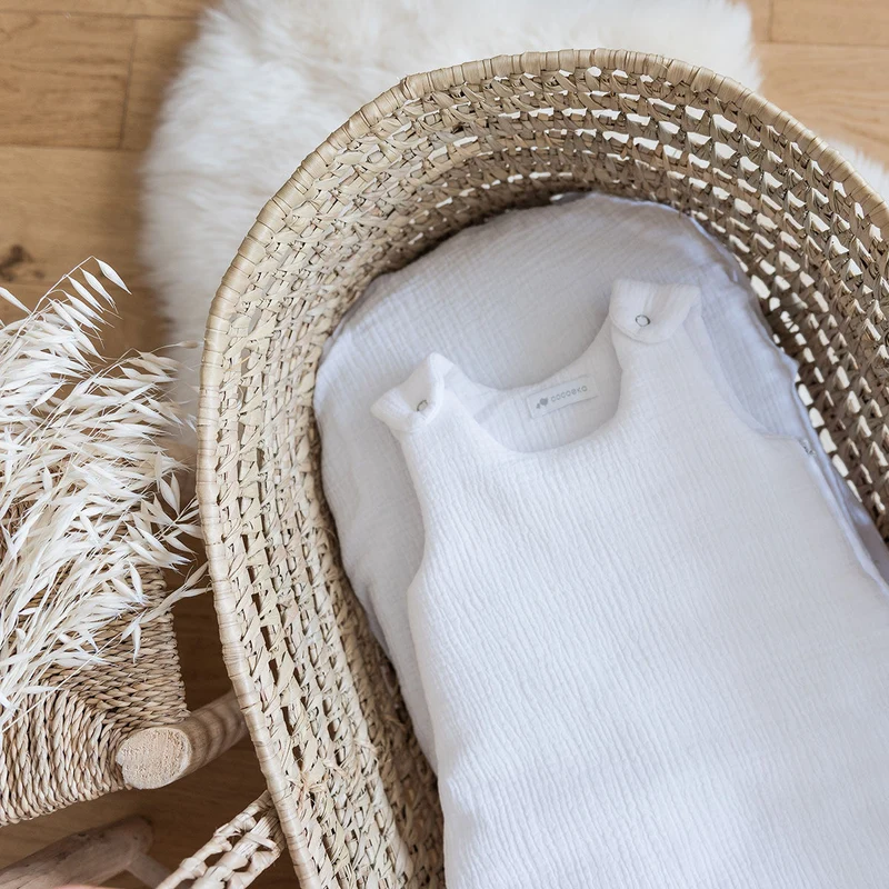 Drap housse bébé gaze de coton BLANC