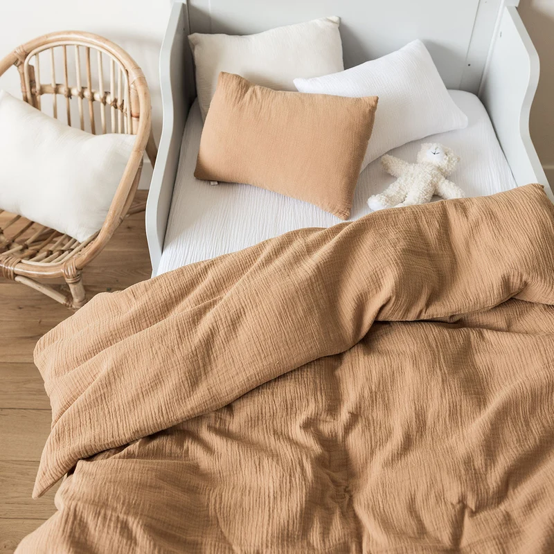 Drap housse bébé gaze de coton BLANC