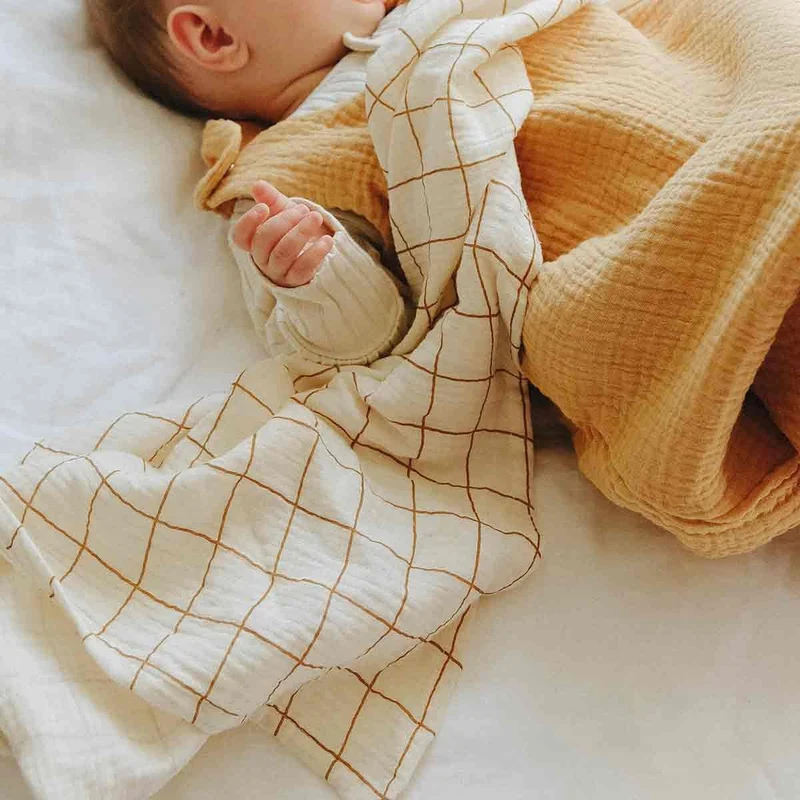 Maxi lange en gaze de coton CARREAU CAMEL