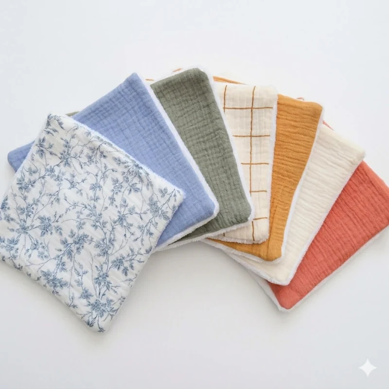 Semainier de lingettes réutilisables gaze de coton
